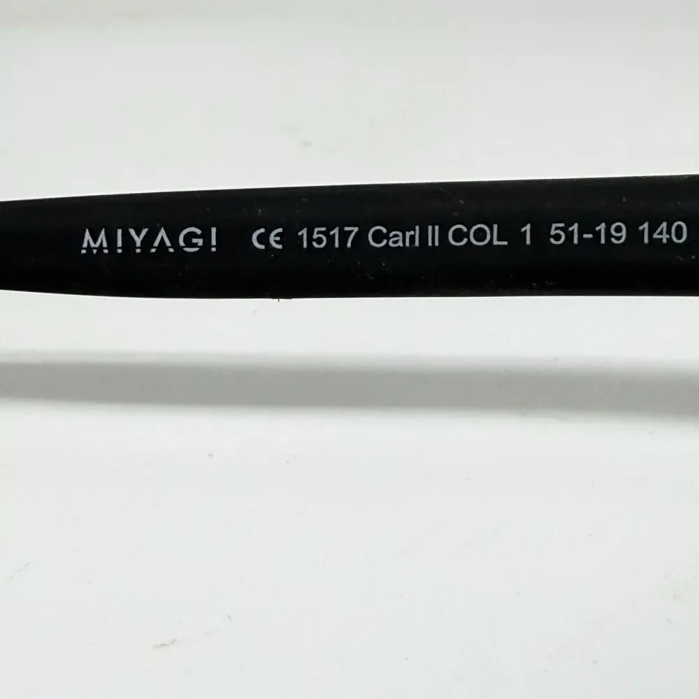 MIYAGI 1517 Carl II 1‎ Black Mens Square Half Rim Eyeglasses 51-19-140 20063